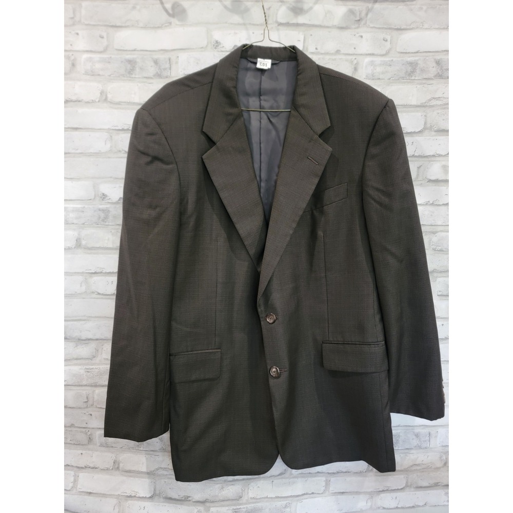 Hickey Freeman Loro Piana 41R Blue Gray Plaid Tasmanian Super 120s Wool Blazer‎